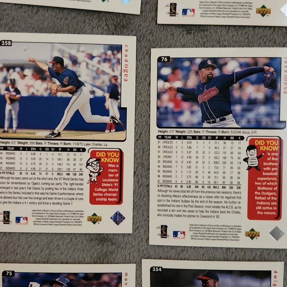 Vintage Upper Deck 1998 Collector's Choice Cleveland Indians Baseball Cards